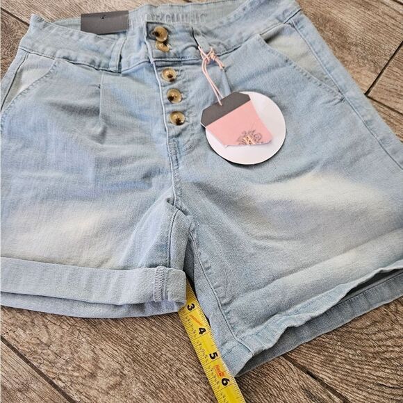 Hydraulic Murray Curvy Hi Rise Light Denim Wash Shorts Size 8 - Picture 5 of 11